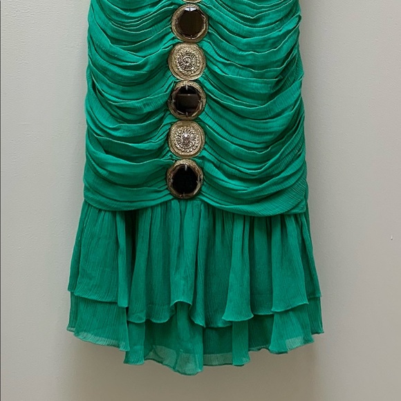 Temperley London Chiffon and Silk Green Ruched Dress Size 6 - Picture 3 of 7